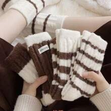 Knöchelsocken, Damen Twist Kabel Fleece Plüsch Hausschuh Socken dick warm thermisch Farbblock Innen Schlaf Socken, Schuhe, Frühling Sommer Auswahl, Brautjungfern Geschenke, Zimmer, Schlafzimmer Dekoration, Strand, Reisen, für Männer, für Frauen, Urlaub, Frauentag, Reiseaccessoires, Hochzeitsgeschenke, Y2k, Schlafzimmer, Autoaccessoires für Frauen, Küchendekoration - Verschiedenfarbig - Übersicht 8