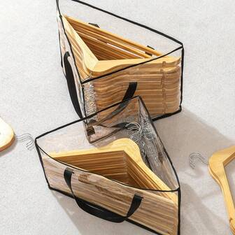 Nouveau sac de rangement triangulaire en tissu avec poignée, organisateur de garde-robe pour économiser l'espace dans le placard et la buanderie, porte-vêtements, rangement et organisation des vêtements, organisateur de placard, garde-robe pliable, design compact, poignée renforcée, structure robuste, sac de rangement suspendu, organisateur de maison, vie dans un petit espace