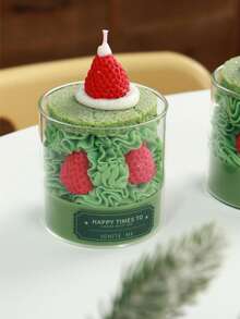 1 vela artesanal com aroma de bolo de morango e matcha, vela de cera de soja, vela decorativa, presente para amigas, mulheres, inverno, decoração para casa - Multicolorido - Ver 1