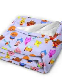 Plim Plim Anime Flannel Blanket For Girls Boys Anime Gifts Throw Blanket Cozy Plush Flannel Fleece Print Blankets Double-Layer Blanket Lightweight Fuzzy For Bed Decor - màu đen - Xem 5