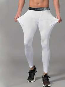 男士高弹力、保暖透气保暖紧身裤，带保暖内衬，适合秋冬季跑步、篮球和健身，抓绒面料