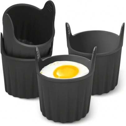 4 piezas de moldes de silicona para escalfar huevos, molde para hervir huevos en freidora de aire, moldes para cocinar y hornear, molde para cupcakes de huevo y pudín