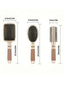 8-Piece Hair Styling Brush Set, Includes: Cushion Brush, Styling Brush, Curling Brush, Tail Comb, Folding Brush, Curling Iron, Boar Bristle Brush, Wide-Tooth Comb, And Bristle Brush. Unisex, Suitable For Dry, Wet, Curly And Straight Hair. An Excellent Gift For Mom, Lover, Friend, Neighbor, Colleague Or Teacher. Also An Ideal Choice For Hair Salons/Barbershops/Stylists, And A Travel Essential. - Multicolor - View 9