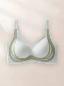 4-Pack Black, Pink, White,Green No-Wire, Seamless, Contrasting Women's Underwear, Push-Up, Side-Pull Bras, Breathable And Comfortable Sports Bra Pads With Built-In Bras, Elegant And Soft For Everyday Home Wear - Multicolor - View 3