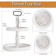 TFKI Decorative Tray - Two Tiered Tray Cupcake Stand Farmhouse Rustic 2 Tiered Serving Tray For Home And Kitchen Decor Party Weddings-Holiday Decoration Customizable Display Options White - trắng - Xem 2