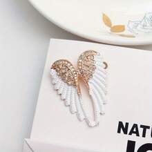 Creative New Diamond Encrusted Angel Wings Men Women Brooch Fashion Accessories Pin - 白色 - 查看 1