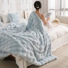 1条奢华仿毛皮毛毯，加厚双层柔软蓬松，触感如云朵般柔软，适用于家居、客厅、卧室、沙发等场所，也是提升家居生活品质的绝佳礼物。 - 淺藍色 - 查看 15