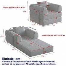 Chenille 2-In-1 Sofa Bed With Armrest Storage Pocket, Three Metal Frames And Multiple Configuration Options - 灰色 + 雪尼爾 + 1 個座位 - 查看 4