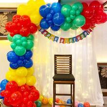 Red Blue Yellow Green Balloon Set, 12 Inch Circus Party Balloon Red Blue Green Yellow Helium Balloons Confetti Latex Balloon Video Game Party Birthday Party Circus - 紅色 藍色 黃色 綠色 - 查看 4