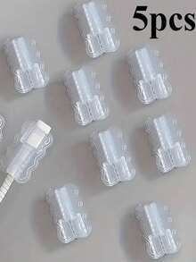 5件套波浪形线缆保护套，热塑性聚氨酯（TPU）线缆保护套，线缆保护配件，无需电池，适用于手机，数据线保护套装