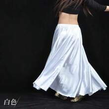 Satin Belly Dance Skirt, Circular Silhouette, Elegant Swaying Long Dress For Dancers - Multicolor - View 17