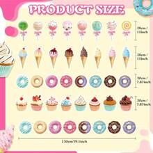 D64 Pcs Party Decorations Includes 8 Pack Ice Cream Party Banner Donut Theme Lolli Cupcakes Banner Hanging Donut Garland Kit For Grow Up Birthday Party Plies - 如圖所示 - 查看 2