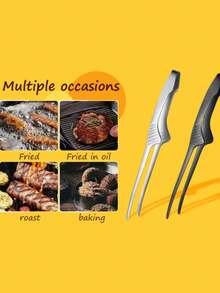 1/2/4pcs Korean Stainless Steel Grill Tongs, Kitchen Grill Steak Tongs, Baking Bread Tongs, Slender Chuck Rounded And Easy To Clamp, Comfortable Handle, One-Piece Molding, Multi-Function Steak Tongs Kitchen Tools, Extended Length Suitable For Hot Pot And Buffet Service, Used For Cooking, Serving, Grilling, Salad, Etc.