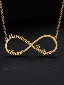 Customized Name Stainless Steel Necklace, Personalized English Letter Font, Perfect Gift For Couples, Friends, Family Or Mother's Day, Autumn Fashion Casual, Vintage Custom, Unique And Ideal Gift For Mom, Family, Friends, Daughter, Suitable For Anniversary, Valentine's Day, Daily Wear, Party, Back To School, Winter Gift Idea, Unisex, Valentine's Day, Birthday Gift - Multicolor 39 - View 4