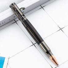 一款高级创意子弹型按动式圆珠笔，Bolt Pen：一款创意金属笔和多功能圆珠笔，采用按压式机制 - 黑色墨水，乌木，金属笔身，创意减压按动式设计，商务礼品笔，完美礼物！ - 彩色 - 查看 13