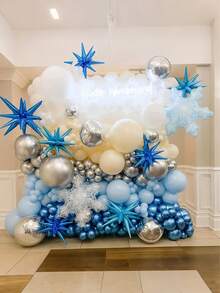 Bộ 4/7 bóng bay hình hành tinh xanh bạc, bóng bay hình ngôi sao nổ xanh trắng, bóng bay hình nón 22 inch bơm khí heli, bóng bay màng polyester dùng cho sinh nhật, kỷ niệm. - Nhiều màu - Xem 6