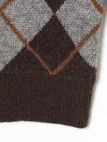 Camellia Women's Autumn/Winter New Rhombus Pattern Long Sleeve Single-Breasted Casual Cardigan Sweater