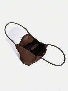 Dedoo 2025秋冬新款咖啡棕色绒面复古大容量单肩包，配有小包、腋下包，商务女士休闲时尚日常通勤包，适合工作、购物、约会、旅行、大学生等场合，女士包袋，日常使用。 - 咖啡 - 查看 5