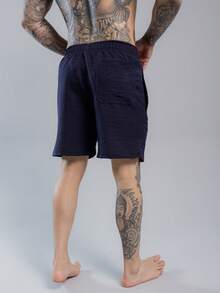 Men's Linen Shorts, Cool, Lightweight, Comfortable Fabric, Premium Quality, Perfect For Leisure, Holidays, Summer , And New Year's Eve. - Màu xanh hải quân - Xem 6