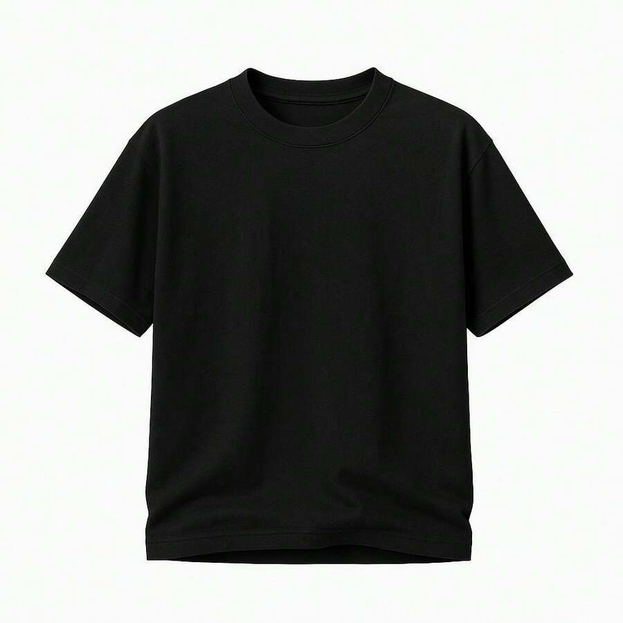 Men's Oversized Streetwear Plain T-Shirt, Combed Cotton Suedine, 100% Cotton - màu đen - Xem 1