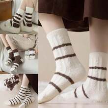 Knöchelsocken, Damen Twist Kabel Fleece Plüsch Hausschuh Socken dick warm thermisch Farbblock Innen Schlaf Socken, Schuhe, Frühling Sommer Auswahl, Brautjungfern Geschenke, Zimmer, Schlafzimmer Dekoration, Strand, Reisen, für Männer, für Frauen, Urlaub, Frauentag, Reiseaccessoires, Hochzeitsgeschenke, Y2k, Schlafzimmer, Autoaccessoires für Frauen, Küchendekoration - Verschiedenfarbig - Übersicht 3