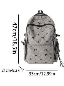 New Fashion Bow Print Large Capacity Backpack, Suitable For Students, Multi-Functional Casual Commuter Backpack, Women Backpack - Multicolor - View 12