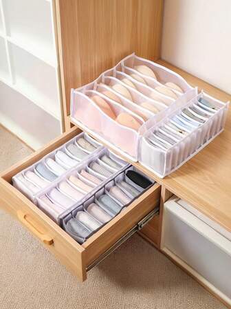 1 Set Of 3/1 Pieces, Mesh Underwear Storage Box, Separated Storage Box With Multiple Compartments, Durable Plastic Drawer Storage Box, Wardrobe Efficient Storage, Foldable Underwear Storage Bag, Christmas Gift, Decorative Home Storage