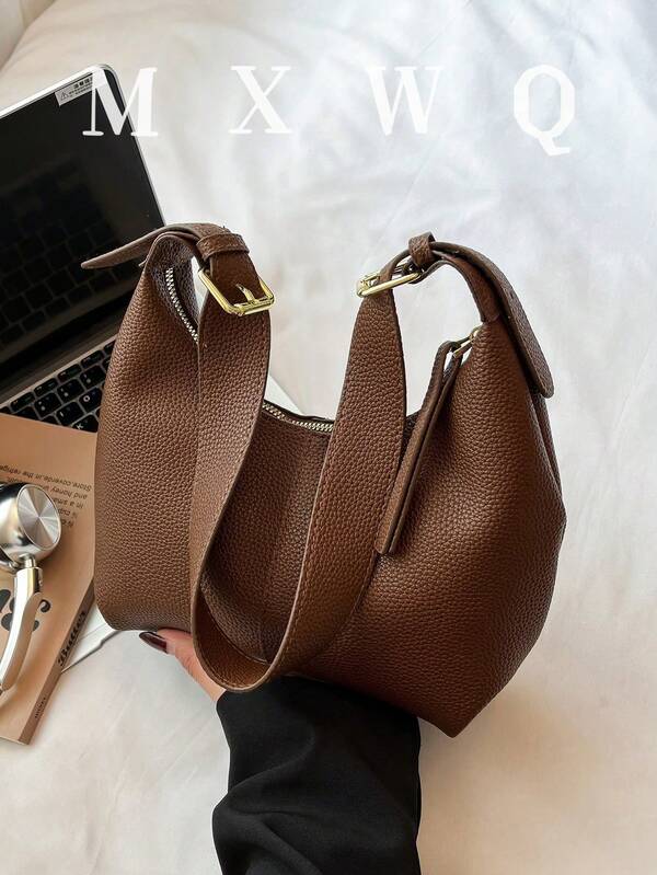 1pc Minimalist Design PU Solid Color Fashionable Versatile Soft Shoulder Bag, Mini Underarm Bag Handbag For Women