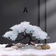 1 Set Aquarium Decor Accessories, Creative Cartoon Landscape Ornaments, Fake Pink & White Sakura Tree For Fish Tank Decoration - Multicolor - View 9