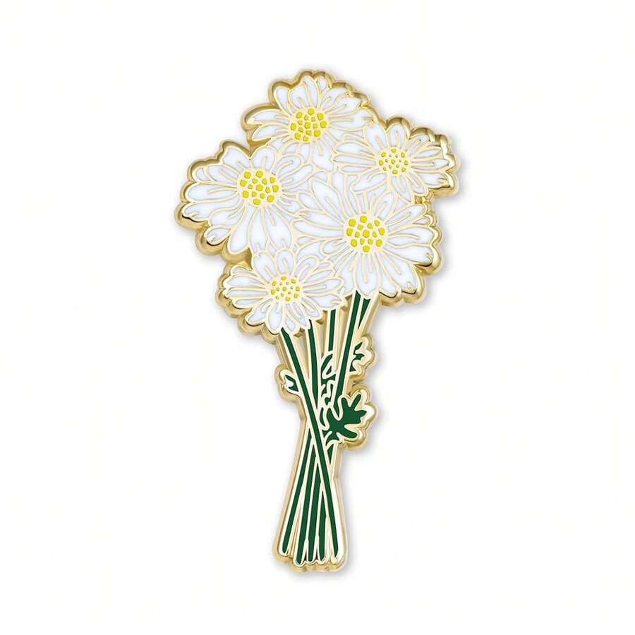 Birth Month Flower Enamel Pin - Elegant Brooch For Women's Accessories - Unique Birthday Or Mother's Day Gift - Perfect For Wedding Suits & Dresses - Floral Lapel Pin - Ideal Flower Lover's{Inchsize_nameinch:InchCaseof1inch,Inchcolor_nameinch:InchApril-Daisyinch} - 四月雛菊 - 查看 1