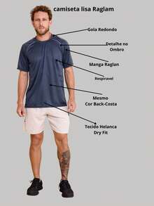 Men's Plain Black-White Dry Fit Shirt Contrast Colors Short Sleeve - Casual - Training - Gym - Sports - Exercises - Running-Party - 藏蓝色 - 查看 3