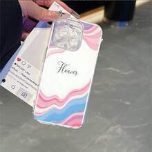 CLEAR  CASE Abstract Wavy Stripes With The Word FlowerCompatible With  11 To  17 Models The Cases Lens Protection Function Ensures The Camera Remains Undamaged During Shooting  Guaranteeing Image Quality - Clear - View 7