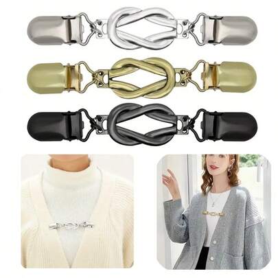 2/4pcs Vintage Style Waist Clip Shawl Clip Sweater Clip, Adjustable Metal Clips, Suitable For Dresses And Sweaters; Fashion Sweater Adjustable Brooch, Suitable For Shirts, Shawls And Dresses; Shawl Sweater Cardigan Anti-Slip Decorative Clips