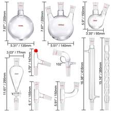 Lab Distillation Kit, 3.3 Boro Lab Glassware Distillation Kit With 24, 40 Joint, 1000ml Essential Oil Distillation Apparatus Kit, 29 Pcs Set Of Glassware Equipment - White - View 10