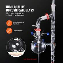 Lab Distillation Kit, 3.3 Boro Lab Glassware Distillation Kit With 24, 40 Joint, 1000ml Essential Oil Distillation Apparatus Kit, 14 Pcs Set Of Glassware Equipment - White - View 3