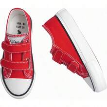 ANTLULU Boys and Girls Canvas Shoes Dual Adjustable Hook and Loop Classic Low Top Sneakers - rojo - Ver 4