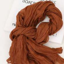 2pcs Maple Leaf Red Crinkle Bohemian Style Scarf, Versatile Solid Color Soft Shawl - متعدد الألوان - مشاهدة 4