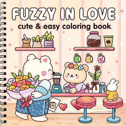 1 pièce (FUZZY IN LOVE) Livre de coloriage anti-stress de bandes dessinées, Décoration de Noël CoCo > Jouets, Livre d'images, Livre de couleurs en cuir premium doux, Design de motifs simples et audacieux, Facile à concevoir, Mettant en scène des scènes de la vie, Très adapté pour les cadeaux de Noël, d'Halloween et de vacances, Convient pour offrir à des amis, à la famille et à des collègues, Relaxant le corps et l'esprit, Soulageant le stress