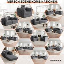 Chenille 2-In-1 Sofa Bed With Armrest Storage Pocket, Three Metal Frames And Multiple Configuration Options - 灰色 + 雪尼爾 + 1 個座位 - 查看 6