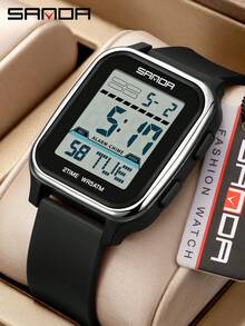 SANDA. SANDA 2211新款方形男士手表户外夜光防水多功能运动大表盘电子表 - 均碼 - 查看 12