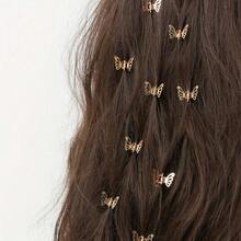 10 Bohemian Style Golden Butterfly Hair Accessories With Braids And Braided Headbands, Essential For Holiday Parties, Fashionable And Elegant Headbands, Safety Clip Design, Suitable For Casual Wear And Party Styling - 金子- - 查看 1