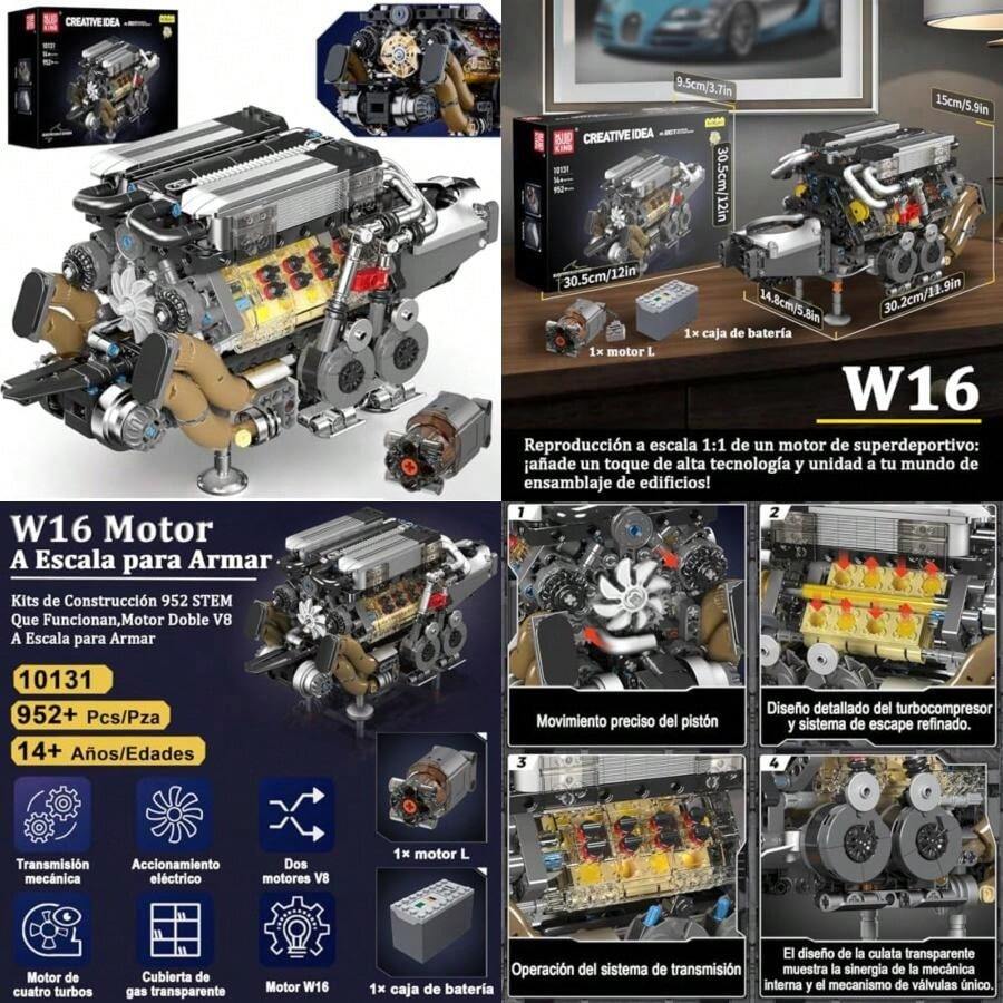 Kit De Motor V12 – 1409 Piezas – Modelo De Ingeniería Motorizado – Funciona Con Pilas – Ideal Para Mayores De 14 Años Y Coleccionistas