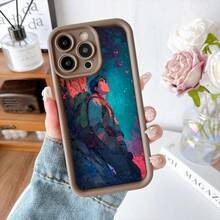 Cubierta de teléfono con diseño de personaje de aventura en bosque mágico color azul y rojo para uso diario y viajes - Café integral - Ver 2