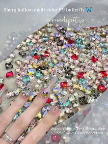 KIRAME 30pcs/50pcs/100pcs 5x6mm Butterfly Pointed K9 Super Shiny Mixed Color Nail Rhinestones, DIY Nail Art, Nail Salon, Nail Supplies, Christmas Nails, New Year, Holiday Gift