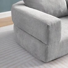 Folding Compressed Mattress, Convertible Sofa Bed With Detachable Arms, All-In-One Portable Floor Sofa Bed, No Assembly Required And Non-Slip. - LIGHT GRAY + Chenille + 1 Seat + Primary Living Space - View 4