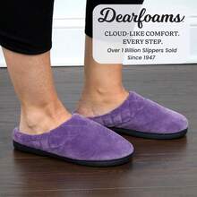 Dearfoams - Zuecos de terciopelo de microfibra Darcy de espuma viscoelástica para mujer - Negro - Ver 11