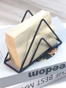 1个三角形金属餐巾架，桌面纸巾盒，简约三角形餐桌装饰餐巾架，厨房纸巾收纳架，节日装饰餐巾架 - 彩色 - 查看 10