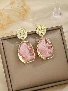 1 Pair Exquisite Bohemian Style Resin Fashion Classic Versatile Earrings - Pink - View 2