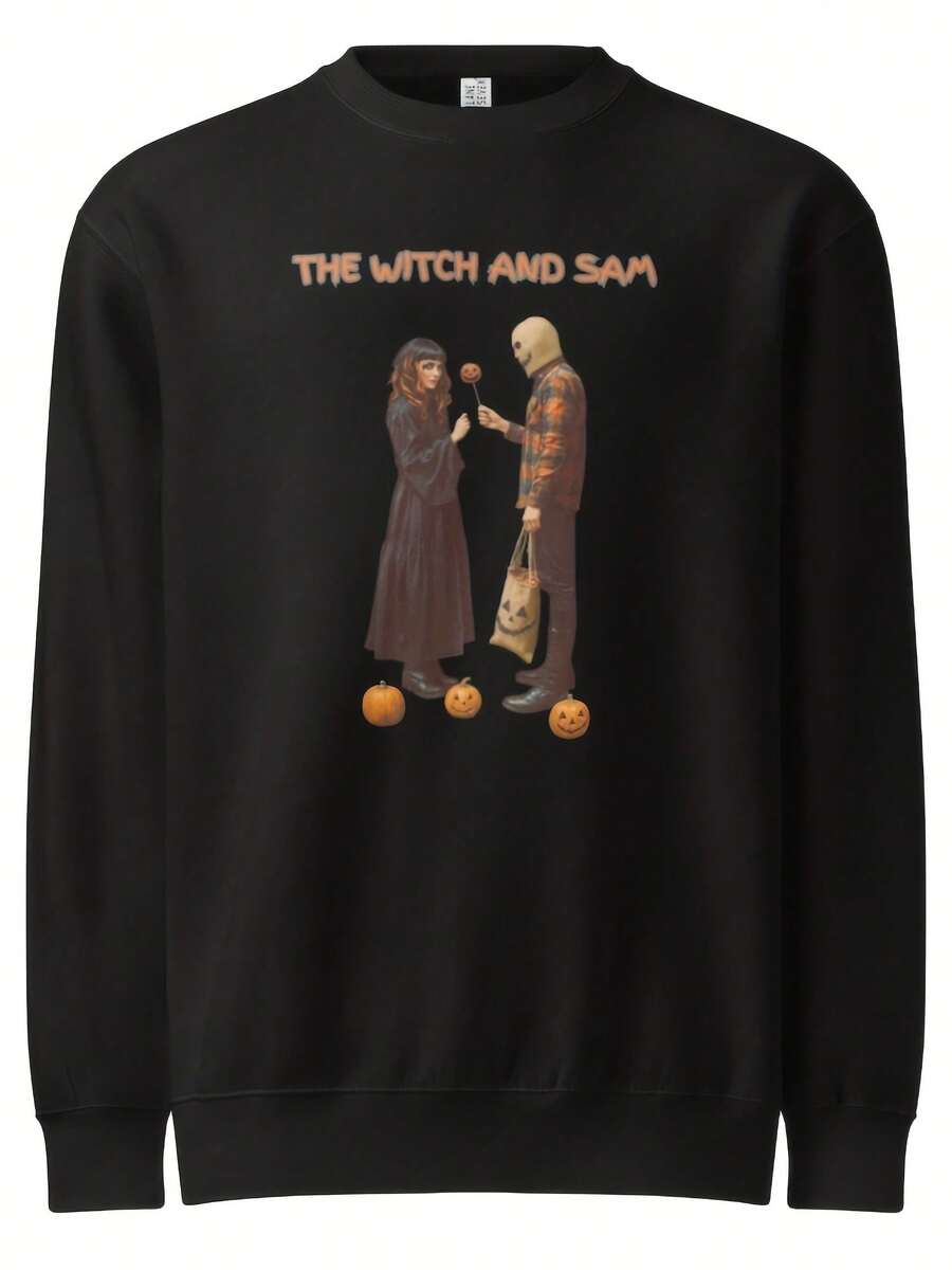 Sudadera con cuello redondo de Bruja y Sam Halloween - Estilo 7 - Ver 1