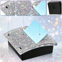 Rhinestone Self Stick Note Pad Holders 4 X 4 Inches Memo Sticky Dispenser Note Holder Sticky Dispenser For Office Home Desk Supplies AB Color